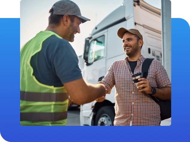 construction workers shaking hands