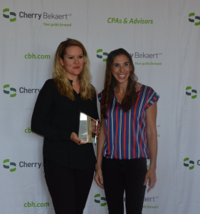 Marketing Director, Katie Braskett and Marketing Assistant, Jade Watts accepted the award for MegaCorp Logistics